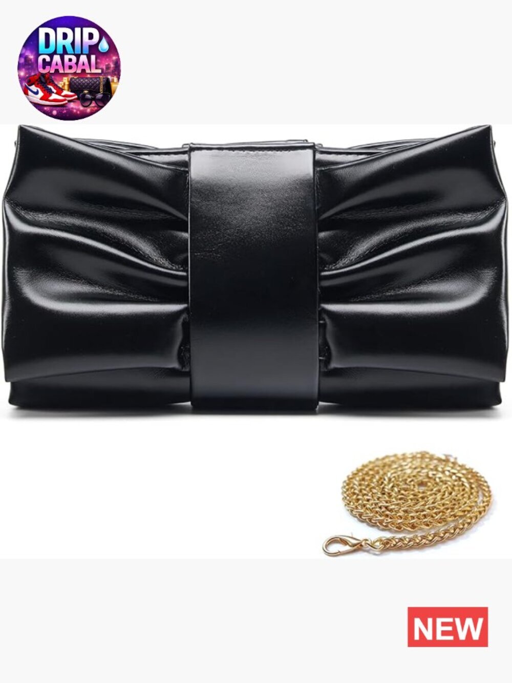 Women Pleated PU Clutch Bag with Detachable Chain Crossbody, Evening Handbag